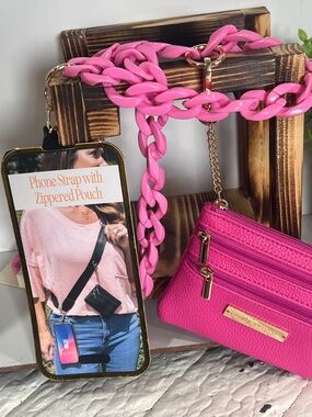 Simply Southern Hot Pink Phone Strap with Zippered Pouch